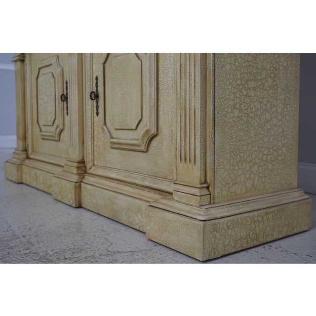 Crackle Painted Finish Double Arched Top Open Bookcase For Sale - Image 12 of 16