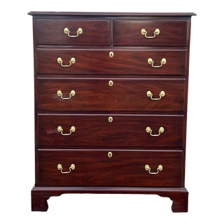Henkel Harris Solid Mahogany 6 Drawer Tallboy Chest Dresser For Sale