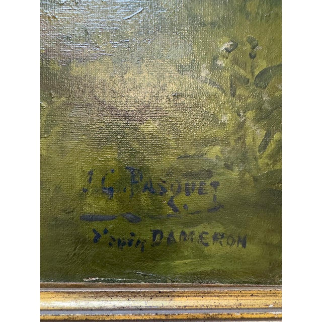 French Country Large 19th-Century French Village Oil Painting by Jean-Georges Pasquet, After Dameron For Sale - Image 3 of 18