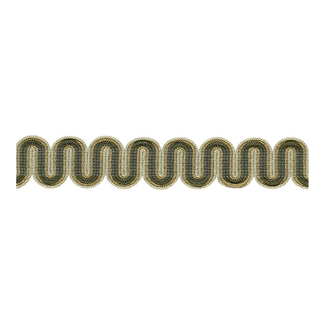 Schumacher Winding River Tape Trim in Green For Sale