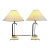 Mid-Century Modern Brass Table Lamp W Marble Base & Original Fabric Shade, Pair For Sale