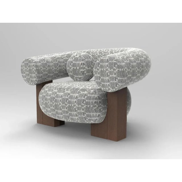 Cassette Armchair in Kolymbetra Blue Fabric and Walnut by Alter Ego for Collector, in New conditions. Designed from 2000