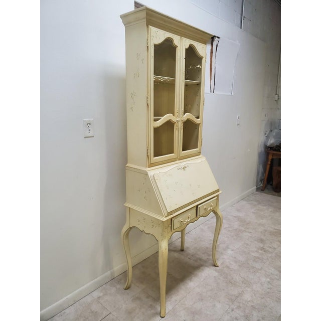 1990s Ethan Allen Secretary Desk French Country Paint decorated For Sale - Image 10 of 14