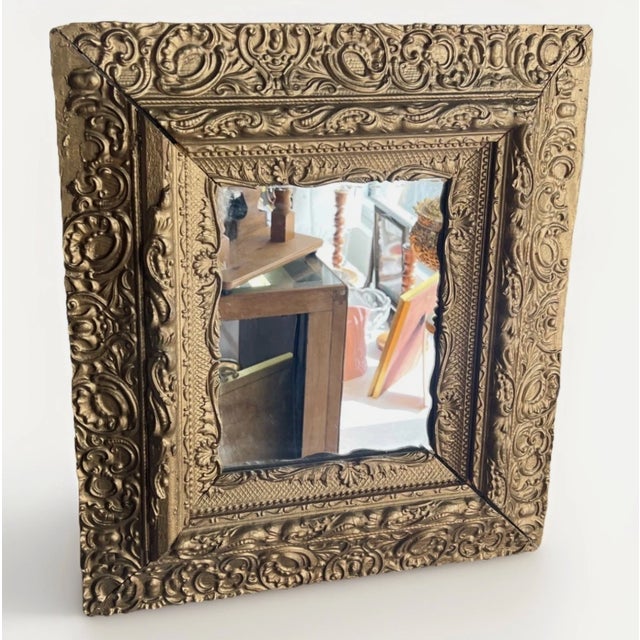 Antique Gold Gilt Gesso Wood Framed Mirror For Sale - Image 4 of 7