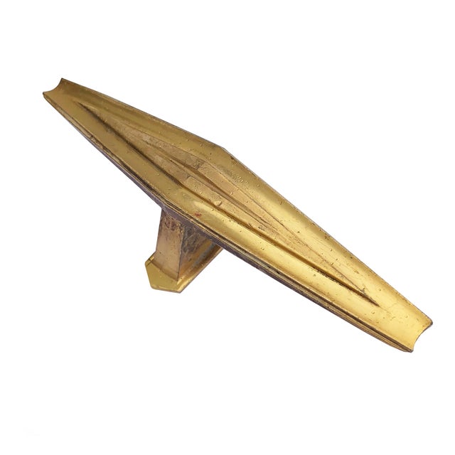 Antique Streamline Art Deco Diamond Shape Brass Drawer Pull Knob