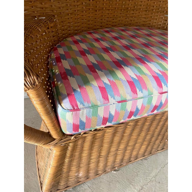 Almond Early 20th Century Woven Willow and Rattan Hooded Settee For Sale - Image 8 of 9
