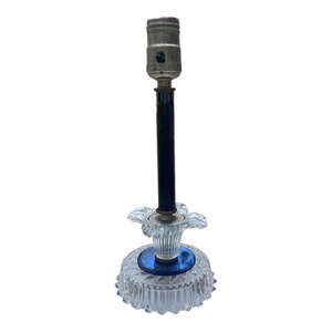 Vintage Black Stem and Blue Disc Lamp