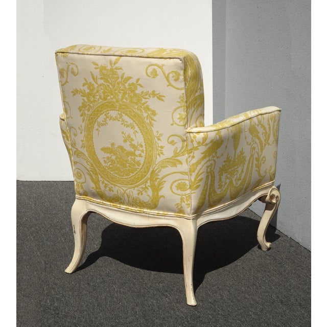 Vintage French Provincial Side Chair W Yellow Fabric and Down Cushion For Sale - Image 12 of 12