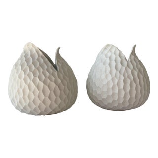Handmade Asa Selection Germany Cream Color Porcelain Vases- Set of 2 For Sale