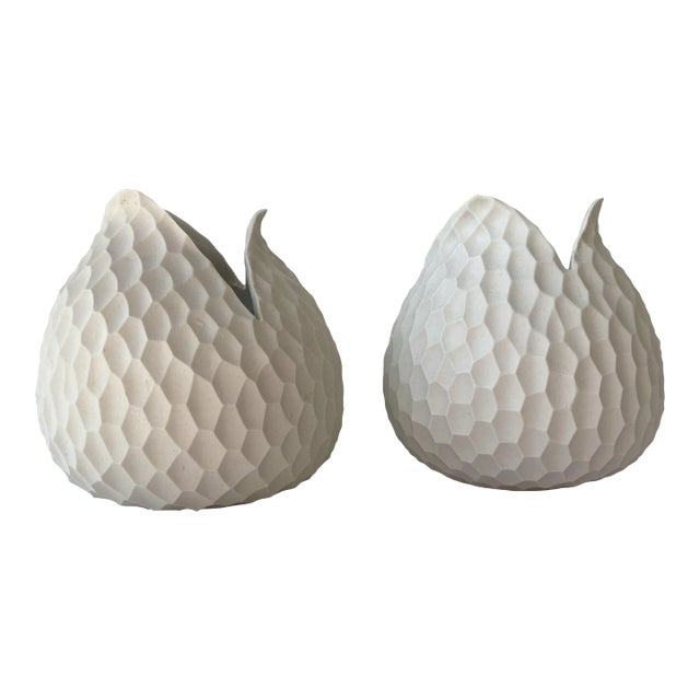 Handmade Asa Selection Germany Cream Color Porcelain Vases- Set of 2 For Sale