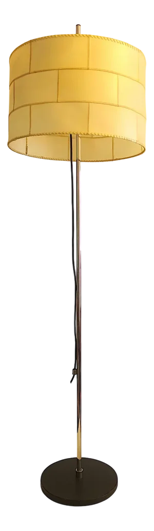 Cocoon Floor Lamp with Patchwork Shade and Black Leather Foot, 1960s