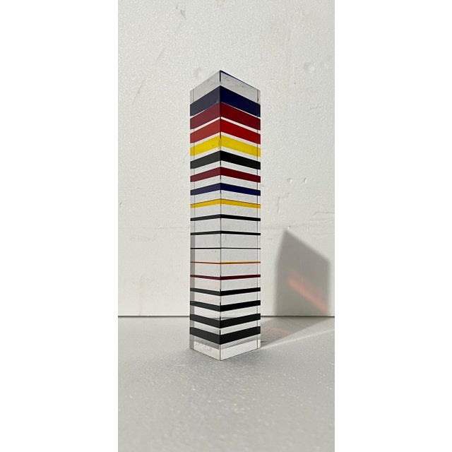 Vasa Velizar Mihich, Hand Signed Dated 2001 Colorful Acrylic Vasa Laminated Lucite Triangle Sculpture, 2001 For Sale - Image 12 of 18