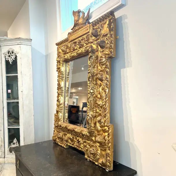 18th Century Spanish Antique Louis Xiv/Xv Gilded Mirror For Sale - Image 4 of 6