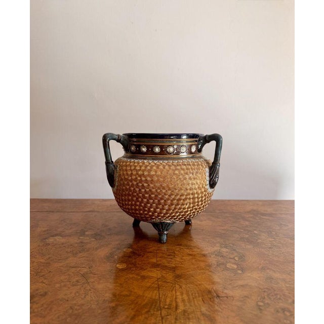 Ceramic Antique Burslem Jardiniere by Ethel Beard for Doulton, 1880 For Sale - Image 7 of 7