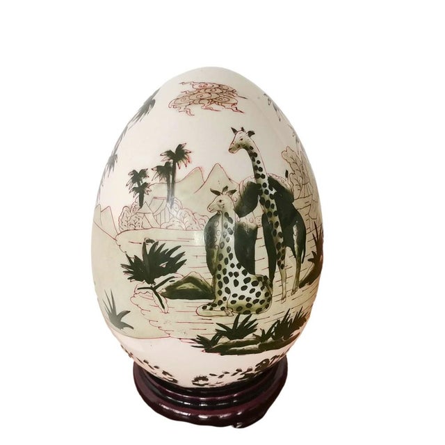 Vintage Porcelain Egg with African Safari Animal Style Decoration, 1970s For Sale - Image 14 of 14