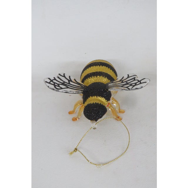 Robert Stanley Bumblebee Christmas Ornament Blown Glass With Glitter Top 4495b For Sale - Image 4 of 12