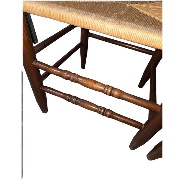 Vintage American Tall Ladder-Back Rush Seat Dining Chairs — Set of 3 For Sale - Image 6 of 11