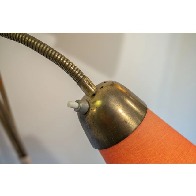 1950s Adjustable 3-Light Floor Lamp in Green, Yellow and Orange Glass and Brass by Bruno Gatta for Stilnovo, 1950s For Sale - Image 5 of 10
