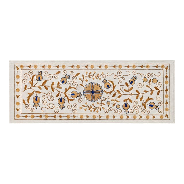 Floral Suzani Wall Hanging, Gold Medallion For Sale