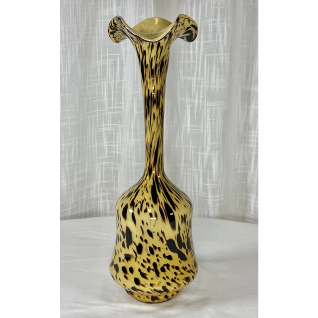 Glass Vintage Murano Style Tortoise Hand Blown Glass Art Vase For Sale - Image 7 of 10
