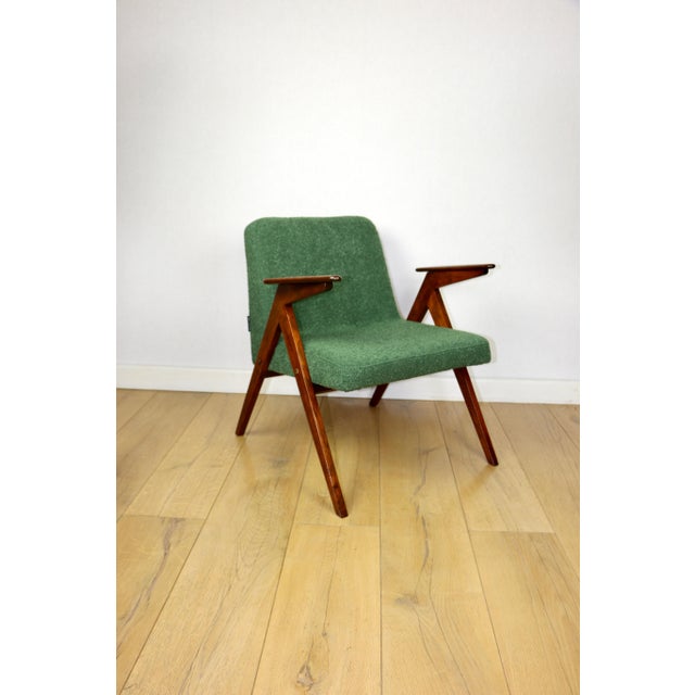 Green Bouclé Bunny Lounge Chair attributed to J. Chierowski, 1970s For Sale - Image 13 of 13