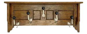 Art Deco Oak Wood Wall Mounted Coat Rack,1930s