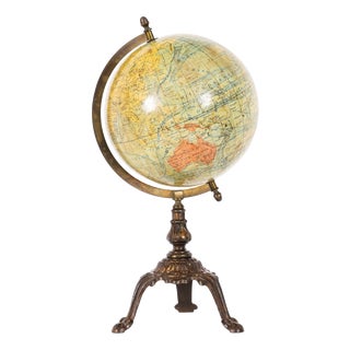 Antique French Terrestrial Globe by Lebegue & Cie, 1880 For Sale