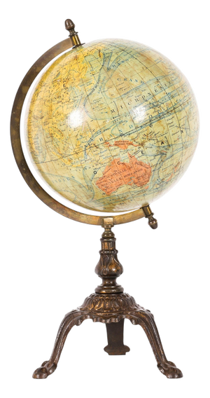 Antique French Terrestrial Globe by Lebegue & Cie, 1880