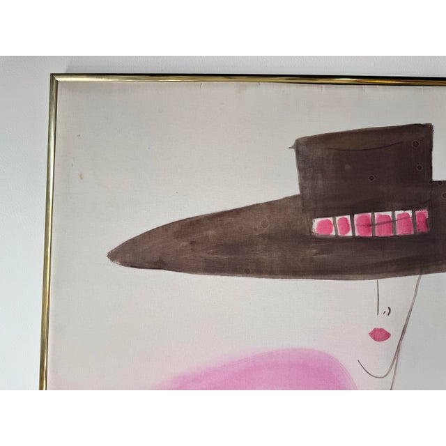 1980s Vintage Postmodern Woman Portrait Batik Painting by Robert Badis For Sale In Miami - Image 6 of 12