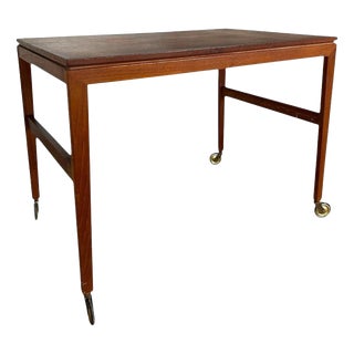 Mid-Century Danish Teak Drinks Trolley on Brass Castors, 1960s For Sale
