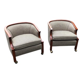 John Stuart Club Chairs in New Glen Plaid Upholstery- a Pair For Sale