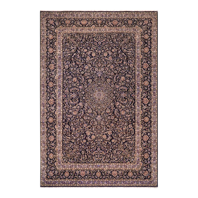Boho Chic Nahin Blue/Beige Wool Rug - 10'1'' X 12'6'' For Sale