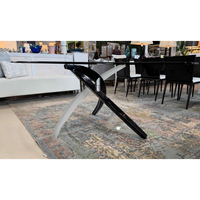 Italian Art Glass Dining Table Attributed to Tulczinsky for Reflex Angelo For Sale - Image 4 of 13
