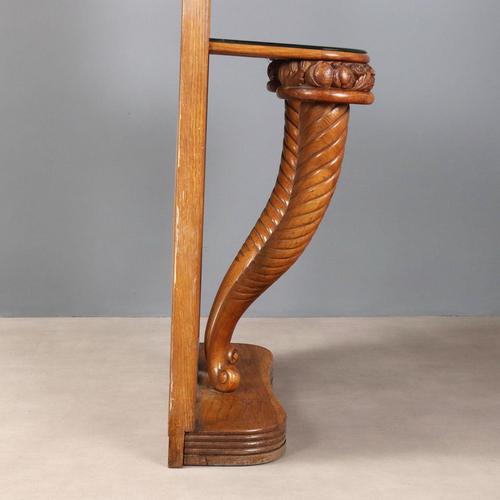 Oak Console Table with Mirror For Sale - Image 3 of 10