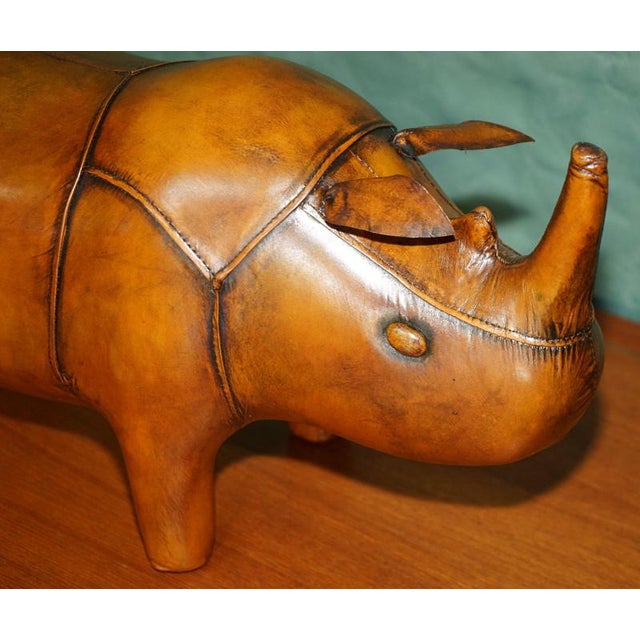 Omersa Brown Leather Rhinoceros Ottoman in the style of Liberty London For Sale - Image 4 of 13