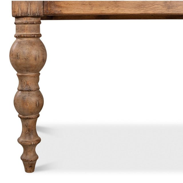 Brown Farmhouse Dining Table in Reclaimed Pine with Turned Legs For Sale - Image 8 of 12