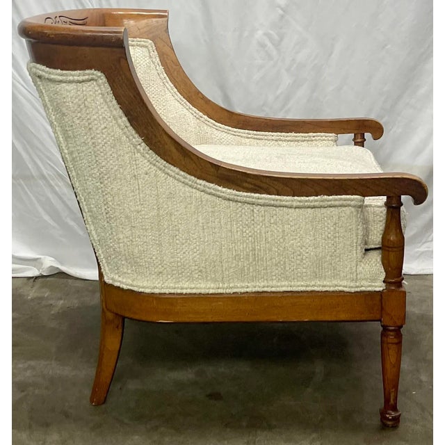Vintage Statton Furniture Mahogany & Textured Slub Upholstery Club Chair For Sale - Image 9 of 13