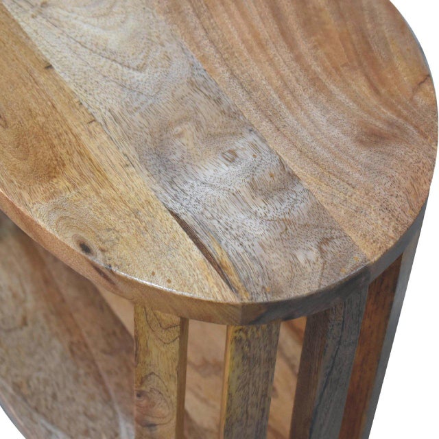 Brown Light Oak-Finish Mango Wood Japanese-Inspired Open-Shelf Nightstand For Sale - Image 8 of 8