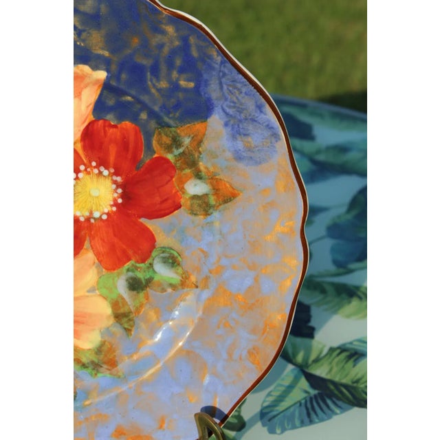 Blue 1930s Royal Doulton Art Deco Plate With Wild Roses For Sale - Image 8 of 13