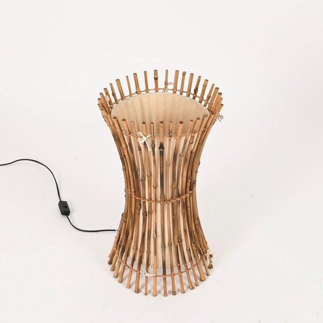 Floor Lamp in Cotton, Bamboo and Rattan from Franco Albini, Italy, 1950s For Sale - Image 3 of 13