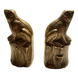 Brass Frogs Bookends. For Sale
