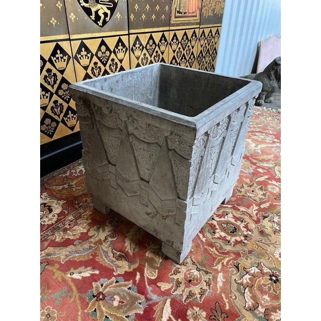 Large Art Deco Cement Pot Cache For Sale - Image 4 of 8