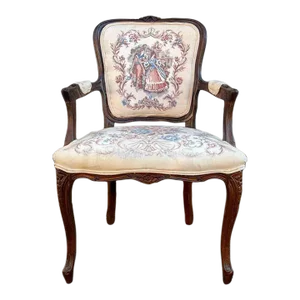 Late 20th Century Vintage Louis XV Style Fruitwood Armchair