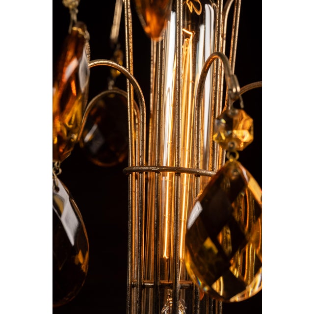 1970s Hollywood Regency Amber Glass Waterfall Table Lamp For Sale - Image 4 of 7