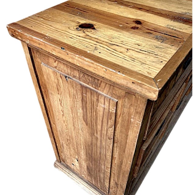 Mexican Rustic Santa Fe Style Planked Ponderosa Pine Low Boy Chest of 8 Drawers Drawers For Sale - Image 10 of 16