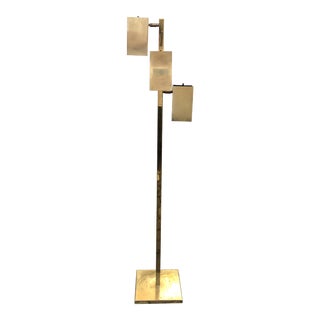 1970s Vintage Modernist Brass Koch & Lowy Omi 'Cube' Floor Lamp For Sale