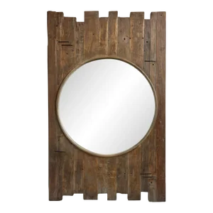 Vintage Salvaged Round Fence Mirror