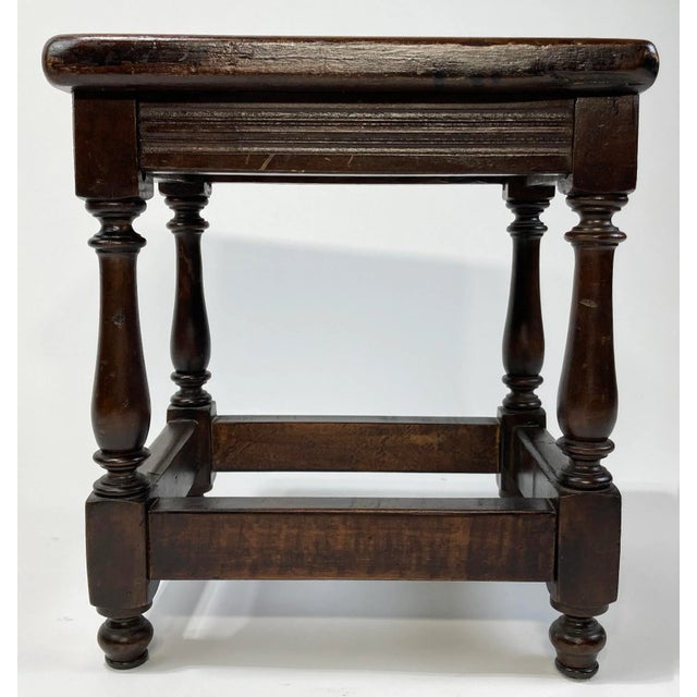 Mid 20th Century Antique English Oak Pegged Joint Stool For Sale - Image 5 of 12