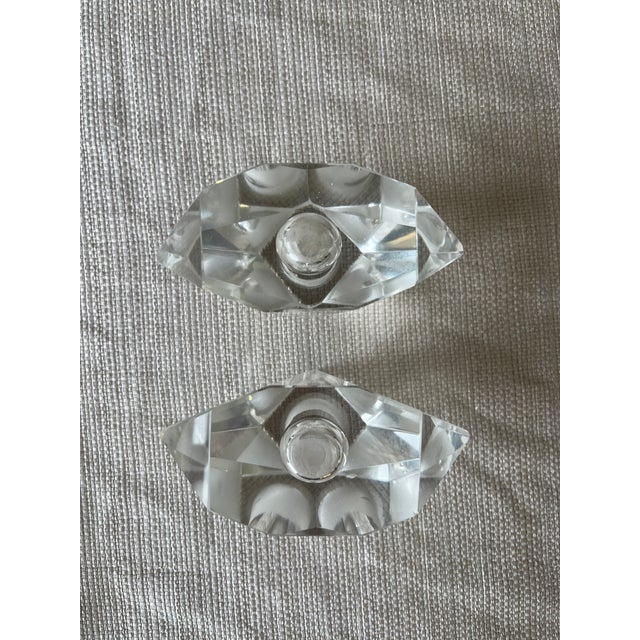 Transparent Vintage Cut Crystal Perfume Bottles – Geometric Stoppers (Set of 2) For Sale - Image 8 of 9