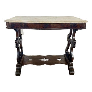 19th Century American Renaissance Revival Marble-Top Side Table For Sale